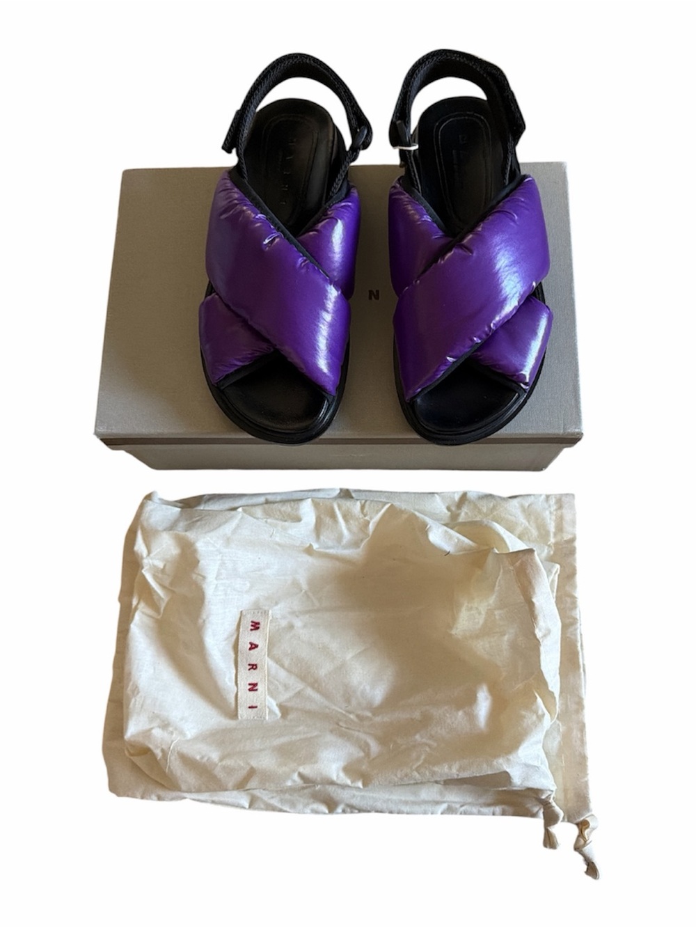 Marni Purple Padded Crisscross Slingback Sandals